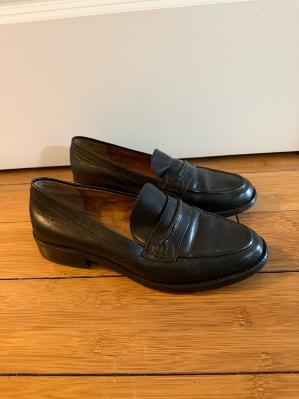 Madewell Black Leather Penny Loafers